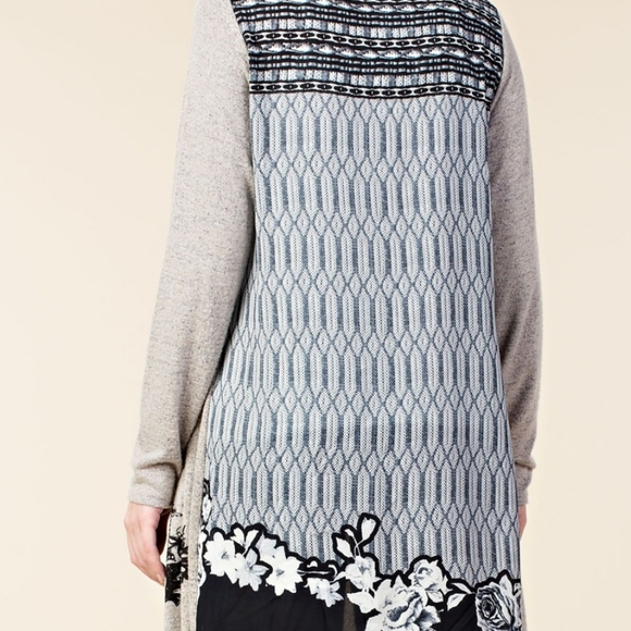 Stunning Rhinestone Cardigan Jacket from Vocal Black Taupe Asymmetrical - Picture 5 of 6